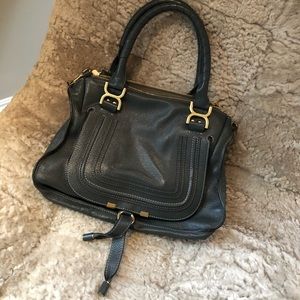 Dark grey leather bag